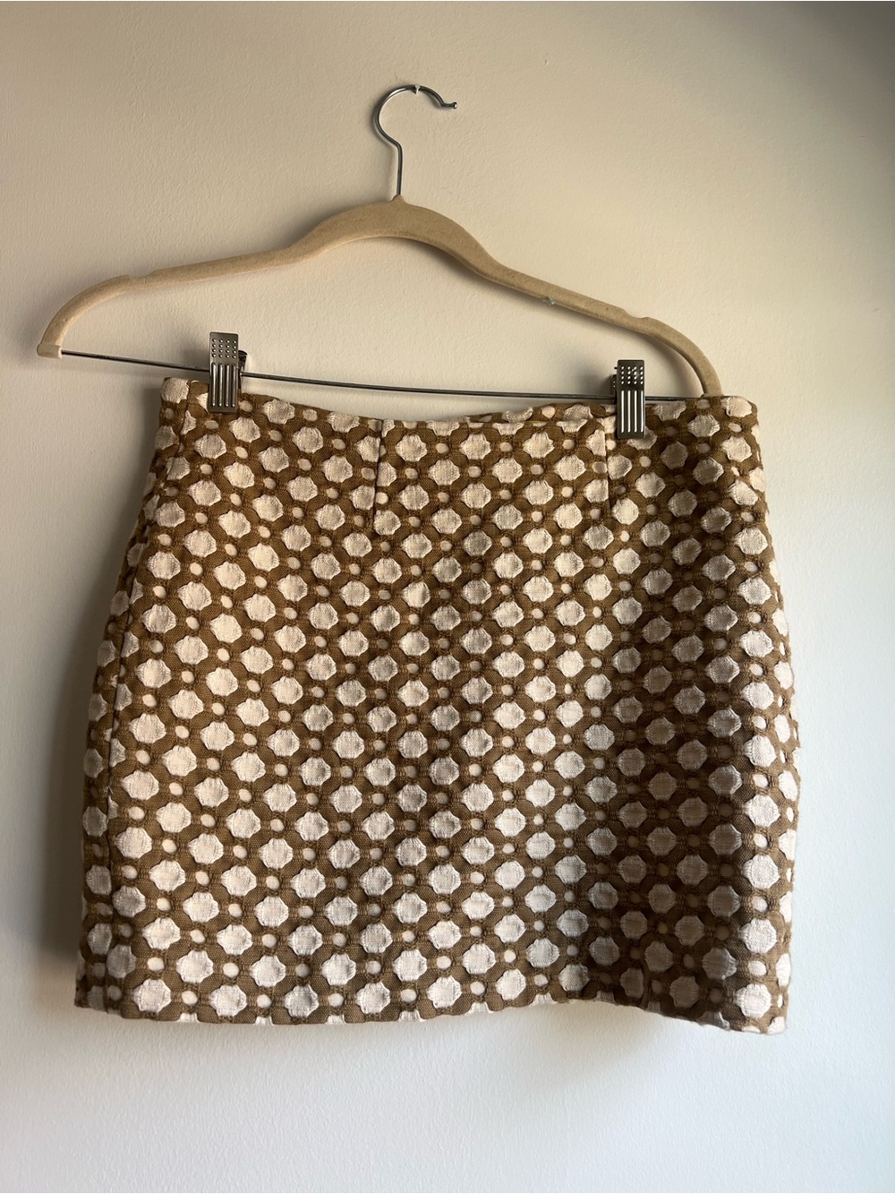 Jack Rogers Brown and Cream Geometric Mini Skirt